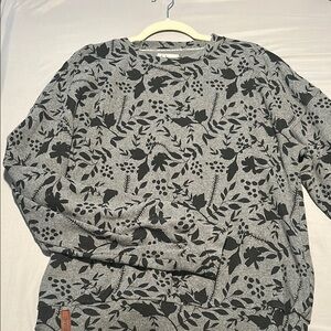 Gray and Black Floral Sweatshirt